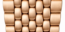 Macro of an integrated rice-link bracelet showing articulation