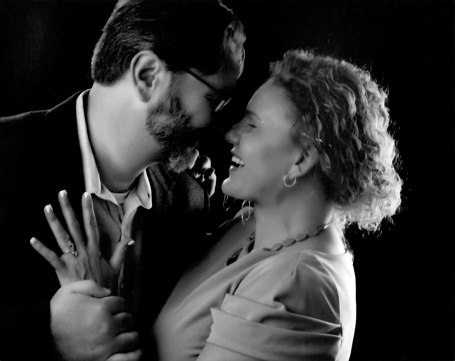 The founders of Nalom, James and Nat, photographed in black and white
